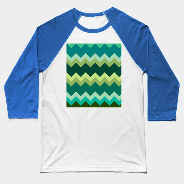 Green Zigzag Pattern Baseball T-Shirt by saradaboru